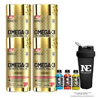 COMBO LEVEL PRO - 4 OMEGA-3 ANTARCTIC KRILL OIL + SHAKER