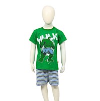 Pijama Polo Short Algodón Hulk Niño Inga Pijamas - Verde