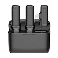 Micrófono Solapero Inalámbrico Doble Lightning J13-IP Estuche de Carga