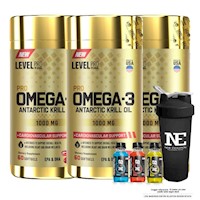 COMBO LEVEL PRO - 3 OMEGA-3 ANTARCTIC KRILL OIL + SHAKER