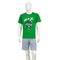 Pijama Polo Short Algodón Hulk Caballero Inga Pijamas - Verde