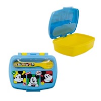 Stor Táper Hermético Rectangular con Cubiertos Mickey Mouse