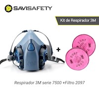 Kit Respirador 3M reutilizable serie 7500 con Filtros 2097