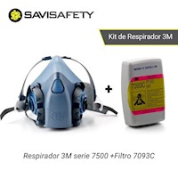 Kit Respirador 3M reutilizable serie 7500 con filtros 7093C
