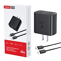 Cargador 45W Tipo-C a Tipo-C Carga Súper Rápida TRANYOO T-SA6C Negro