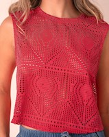 Camiseta crop top manga sisa con transparencia