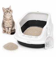 Caja de Arena Arenero Sanitario para Gato Antiderrames con Pala 24x38x50cm