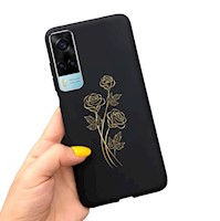 Case Funda Protector VIVO Y51 Y53S 4G Rosas Doradas Negro