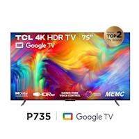 TV TCL 75" LED 4K Ultra HD Smart TV Google TV 75P735