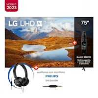 TV LG 75” 4K UHD SMART TV THINQ AI 75UR871C0SA (2023) + AUDIFONOS ON EAR PHILIPS SHL5005BK