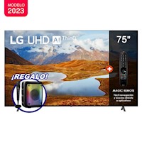 Televisor LG UHD 75” 4K Smart TV con ThinQ AI 75UR871C0SA (2023) + Parlante Portátil EVERSOUND EV 5003 de REGALO