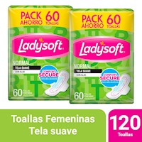 Pack 2 Toallas Femeninas Ladysoft Normal Tela 60 un