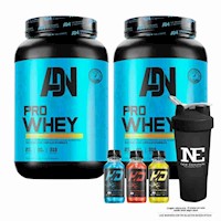 COMBO ADN NUTRITION - 2 PRO WHEY 1.100 KG. CHOCOLATE + SHAKER
