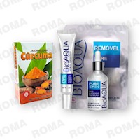 KIT JABÓN CÚRCUMA 110G + CREMA, MASCARILLA, Y SERUM ANTIACNÉ BIOAQUA