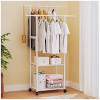 Colgador Perchero Organizador de Ropa Doble Barra con Ruedas 164x95x35cm