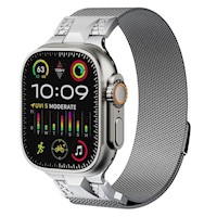 Correa de Acero para Apple Watch Milanese Loop Ultra Plata Magnetico