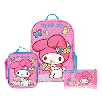 SET KOMBAT MOCHILA + LONCHERA + CARTUCHERA TELA MY MELODY