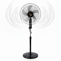 Ventilador Pedestal Moderno de 16" 45W 5 Aspas y 3 Velocidades Negro