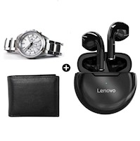 Audífono Bluetooth Lenovo HT38 Negro + Reloj y Billetera de Regalo