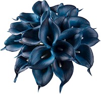 20 flores atificiales de tacto real azul oscuro