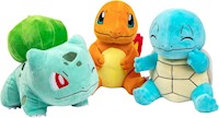 Pokémon Plush 3-Pack: Charmander, Squirtle, Bulbasaur 8', Gen One, peluches