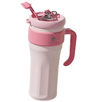 Vaso Tumbler con asa y cañita Antiderrames 40 oz - Rosado