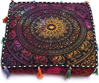 Funda de almohada redonda de mandala hippie grande