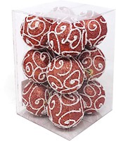 Adornos Navideños de 12 bolas de adorno para árbol rojo