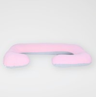 COJÍN MULTIFUNCIONAL - ALMOHADA DE EMBARAZO ROSADO/RAYAS PLOMAS