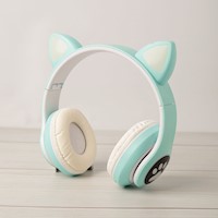 Audífonos Bluetooth Orejas de Gato Celeste