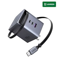 CARGADOR UGREEN 100W, GAN RETRACTIL USB-C QUICKCHARGE PD 3.0