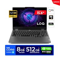 LAPTOP LENOVO LOQ/ 15.6'' FHD Core i5-12450HX/ 8GB/ 512GB/ RTX 3050 6GB/ Freedos