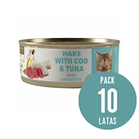 Amity Merluza Bacalao y Atún para Gatos Esterilizados Lata 80gr x10 und