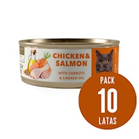 Amity Pollo y Salmón para Gatos Adultos Lata 80gr x10 und