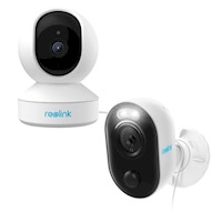 COMBO REOLINK: E1 INTERIOR + LUMUS EXTERIOR – SEGURIDAD COMPLETA 24/7