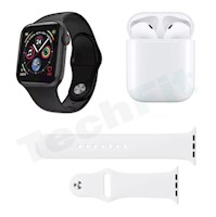 Combo Smart Watch T55 Pro Max + Audífonos - Negro / Blanco (2 Correas)