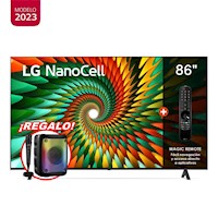 TV LG NanoCell 86” 4K Smart TV con ThinQ AI 86NANO77SRA (2023) + Parlante Portátil EVERSOUND EV 5003 de REGALO