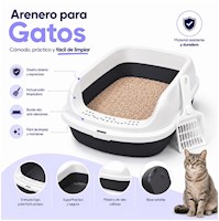 Caja de Arena Arenero Sanitario para Gato Antiderrames con Pala 13x30x42cm
