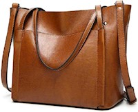 Bolso Elegante De Lujo Para Dama Moderno Casual Cartera Cuero - Marrón