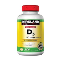 Vitamina D3 Kirkland 2000 IU - 600 cápsulas blandas