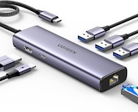 HUB UGREEN REVODOK USB C 6 EN 1 CON ADAPTADOR GIGABIT ETHER., HDMI 4K, X3 USB-A