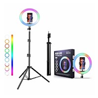 Aro Luz LED RGB Profesional de 26cm + Trípode + Control Remoto