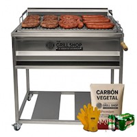 Parrilla Mediana Full acero inoxidable Guantes Carbón Cerveza