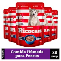 Pack x5 Comida Húmeda de Cachorro Ricocan Cordero 100gr