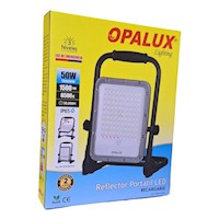 Reflector Opalux 50w Recargable Para Exteriores Ip65 80 Leds