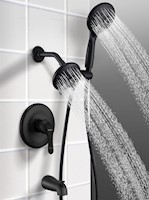 Set de ducha con cabezalde lluvia  y ducha de mano,  negro