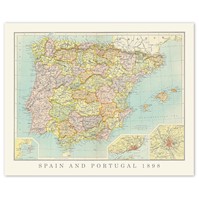 Cuadro de mapa de España y Portugal de 1898 STARS BY NATURE