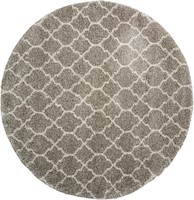 Tapete decorativo gris, redondo estilo bohemio de 8 pies