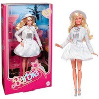 Barbie The Movie Margot Robbie coleccionable con juego a cuadros azules con sombrero