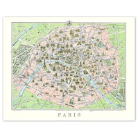 Cuadro vintage de Mapa de París Francia STARS BY NATURE